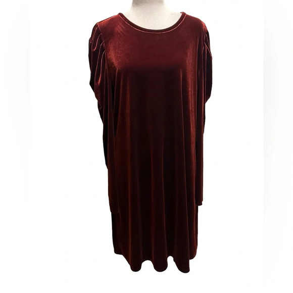 CeCe Deep Claret Velvet Petals Dress - Size Womens XL - Picture 3 of 9
